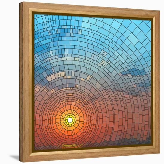 Sunset In Sea-Vertyr-Framed Stretched Canvas