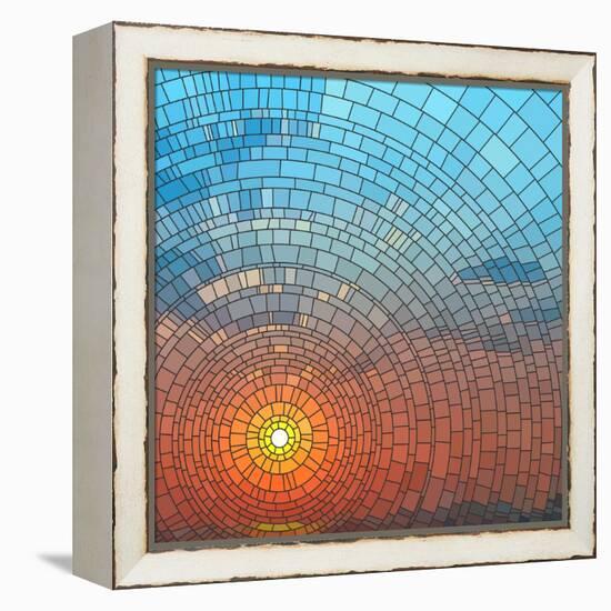 Sunset In Sea-Vertyr-Framed Stretched Canvas