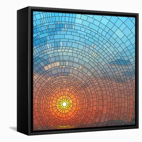 Sunset In Sea-Vertyr-Framed Stretched Canvas