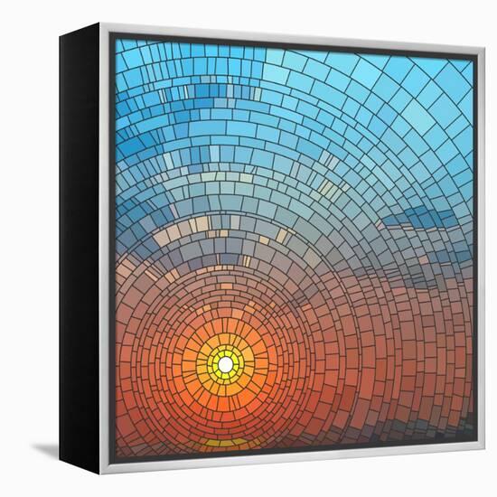 Sunset In Sea-Vertyr-Framed Stretched Canvas