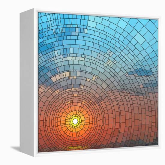 Sunset In Sea-Vertyr-Framed Stretched Canvas