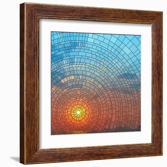 Sunset In Sea-Vertyr-Framed Art Print