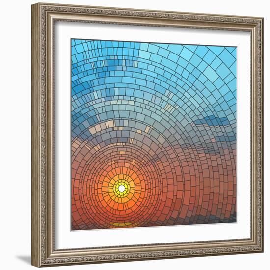 Sunset In Sea-Vertyr-Framed Art Print