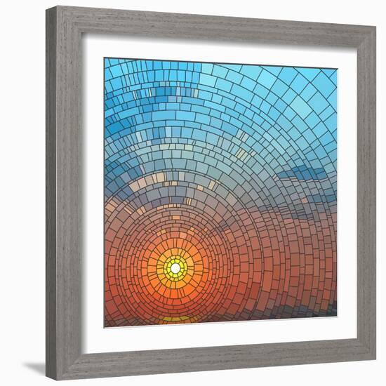 Sunset In Sea-Vertyr-Framed Art Print