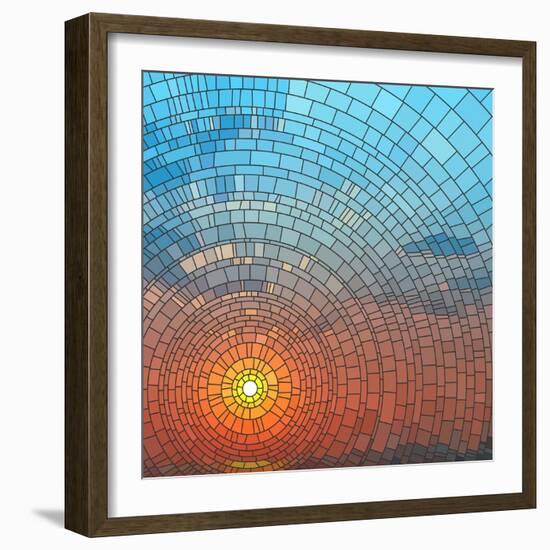 Sunset In Sea-Vertyr-Framed Art Print