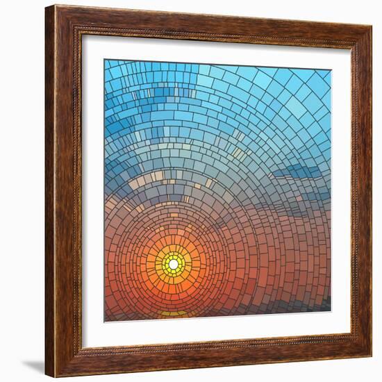 Sunset In Sea-Vertyr-Framed Art Print