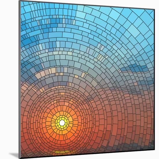 Sunset In Sea-Vertyr-Mounted Art Print