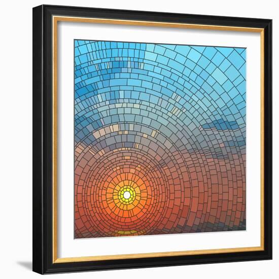 Sunset In Sea-Vertyr-Framed Art Print