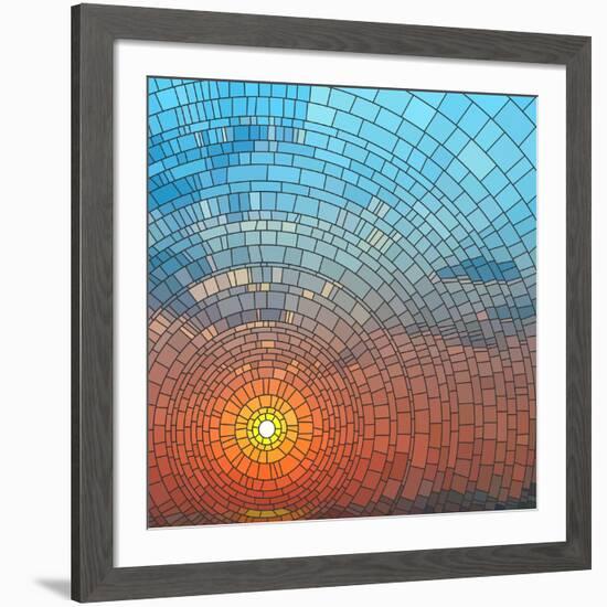 Sunset In Sea-Vertyr-Framed Art Print