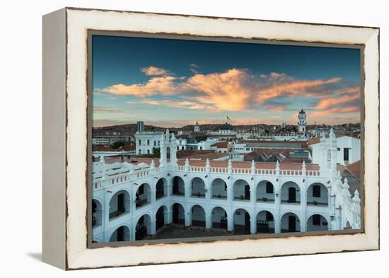 Sunset in Sucre over the Rooftop of the Convent of San Felipe Neri-Alex Saberi-Framed Premier Image Canvas