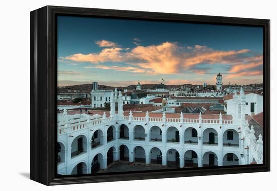 Sunset in Sucre over the Rooftop of the Convent of San Felipe Neri-Alex Saberi-Framed Premier Image Canvas