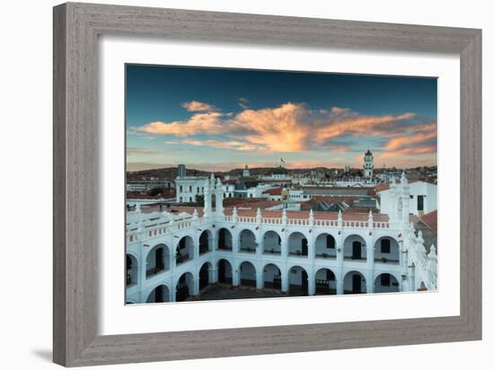 Sunset in Sucre over the Rooftop of the Convent of San Felipe Neri-Alex Saberi-Framed Photographic Print