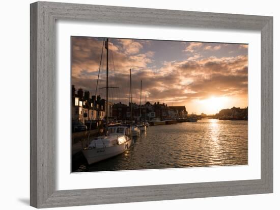 Sunset in the Harbour at Weymouth, Dorset England UK-Tracey Whitefoot-Framed Photographic Print