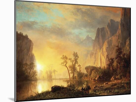 Sunset in the Rockies-Albert Bierstadt-Mounted Giclee Print