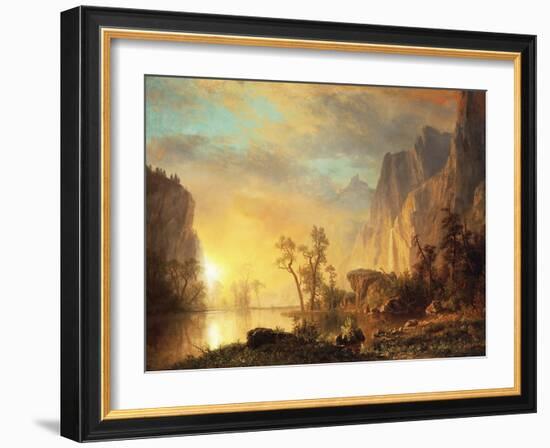 Sunset in the Rockies-Albert Bierstadt-Framed Giclee Print