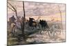 Sunset in the Valley of Yser: a 75 Cannon Being Wheeled to a Strategic Position, c.1914-Georges Bertin Scott-Mounted Giclee Print