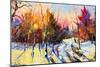 Sunset In Winter Wood-balaikin2009-Mounted Art Print