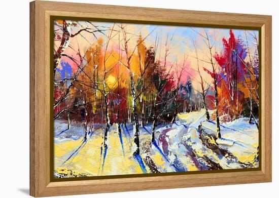 Sunset In Winter Wood-balaikin2009-Framed Stretched Canvas