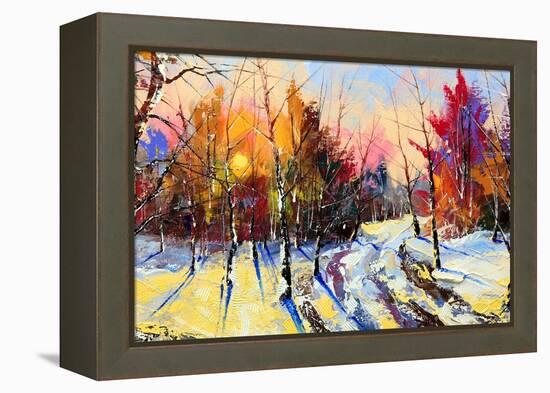 Sunset In Winter Wood-balaikin2009-Framed Stretched Canvas