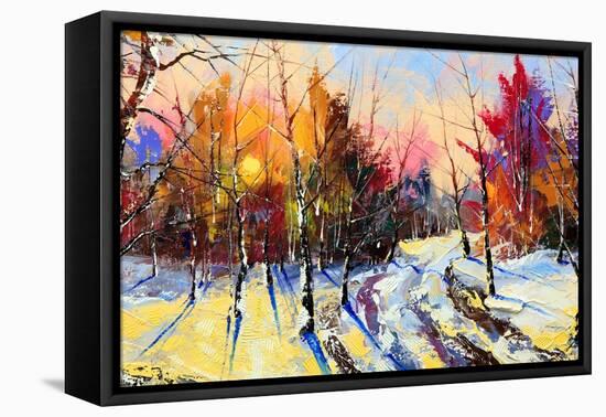 Sunset In Winter Wood-balaikin2009-Framed Stretched Canvas