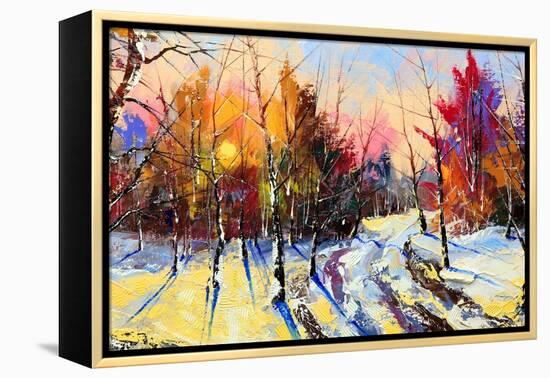 Sunset In Winter Wood-balaikin2009-Framed Stretched Canvas