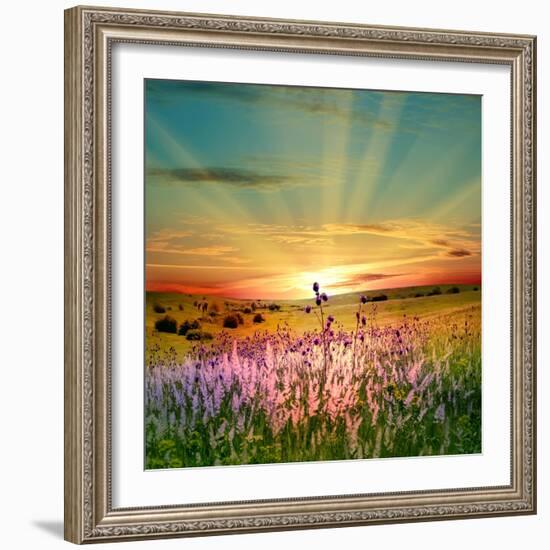 Sunset Is In The Field-nadiya_sergey-Framed Art Print