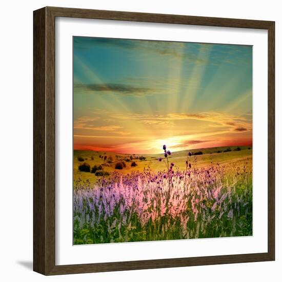 Sunset Is In The Field-nadiya_sergey-Framed Art Print