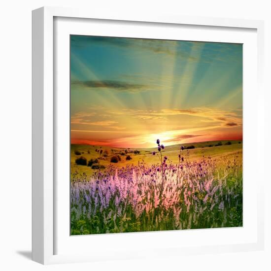 Sunset Is In The Field-nadiya_sergey-Framed Art Print