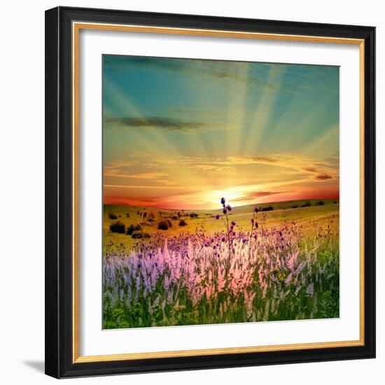 Sunset Is In The Field-nadiya_sergey-Framed Art Print