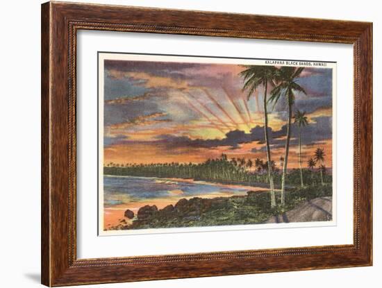 Sunset, Kalapana Black Sands, Hawaii-null-Framed Art Print