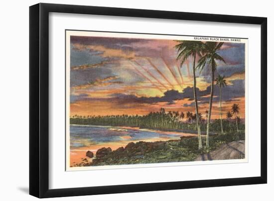 Sunset, Kalapana Black Sands, Hawaii-null-Framed Art Print