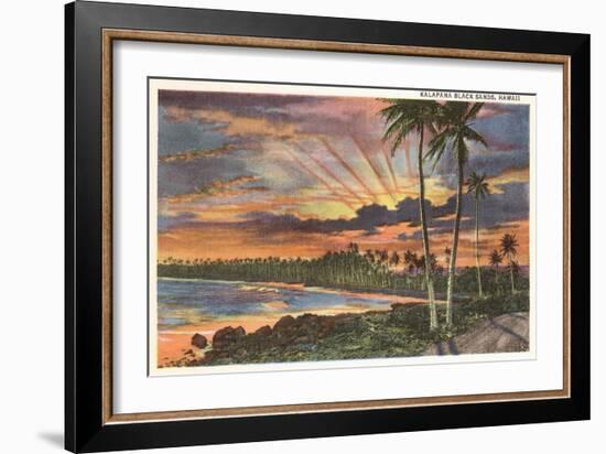 Sunset, Kalapana Black Sands, Hawaii-null-Framed Art Print