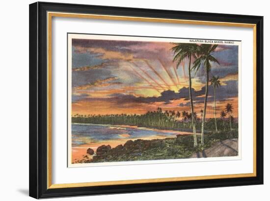 Sunset, Kalapana Black Sands, Hawaii-null-Framed Art Print