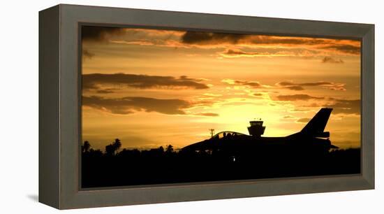 Sunset Landing This Chilean Air Force F-16 Fighting Falcon-Stocktrek Images-Framed Premier Image Canvas