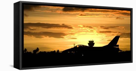 Sunset Landing This Chilean Air Force F-16 Fighting Falcon-Stocktrek Images-Framed Premier Image Canvas