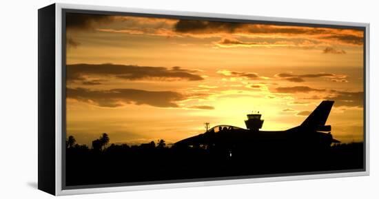 Sunset Landing This Chilean Air Force F-16 Fighting Falcon-Stocktrek Images-Framed Premier Image Canvas