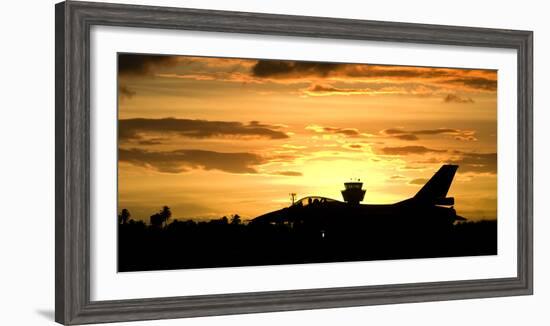 Sunset Landing This Chilean Air Force F-16 Fighting Falcon-Stocktrek Images-Framed Photographic Print