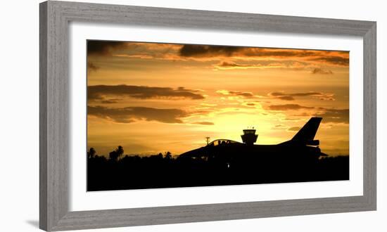 Sunset Landing This Chilean Air Force F-16 Fighting Falcon-Stocktrek Images-Framed Photographic Print