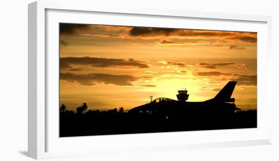 Sunset Landing This Chilean Air Force F-16 Fighting Falcon-Stocktrek Images-Framed Photographic Print