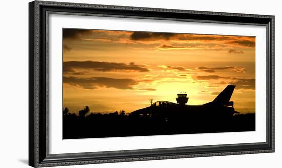 Sunset Landing This Chilean Air Force F-16 Fighting Falcon-Stocktrek Images-Framed Photographic Print