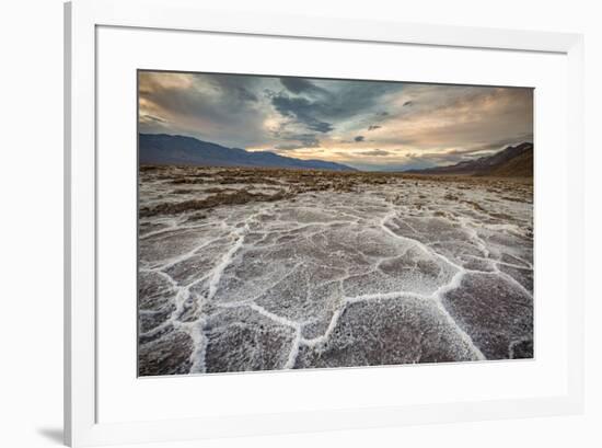 Sunset landscape at Badwater Basin. Death Valley National Park, Inyo County, California, USA.-ClickAlps-Framed Photographic Print