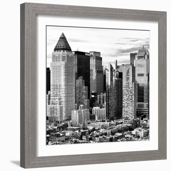 Sunset Landscape, Times Square, Manhattan, New York City, US, Square Black and White Photography-Philippe Hugonnard-Framed Photographic Print