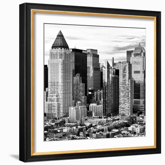 Sunset Landscape, Times Square, Manhattan, New York City, US, Square Black and White Photography-Philippe Hugonnard-Framed Photographic Print