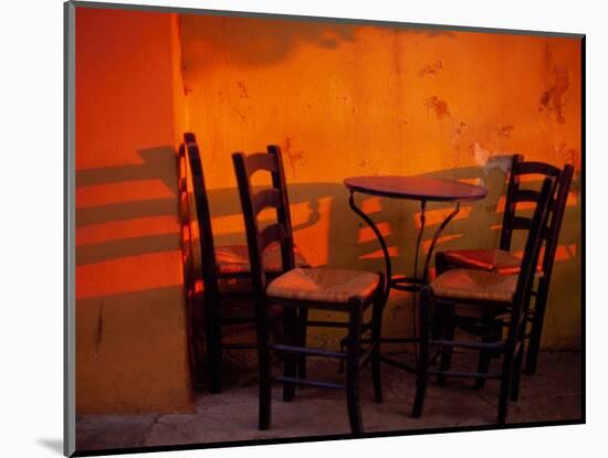 Sunset Light on Cafe Tables, Athens, Greece-Walter Bibikow-Mounted Photographic Print