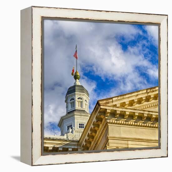 Sunset Light on the State Capitol Building, Annapolis, Maryland, USA-Christopher Reed-Framed Premier Image Canvas