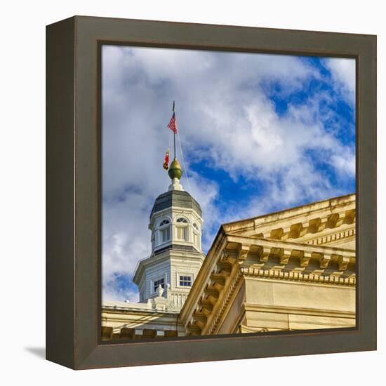 Sunset Light on the State Capitol Building, Annapolis, Maryland, USA-Christopher Reed-Framed Premier Image Canvas