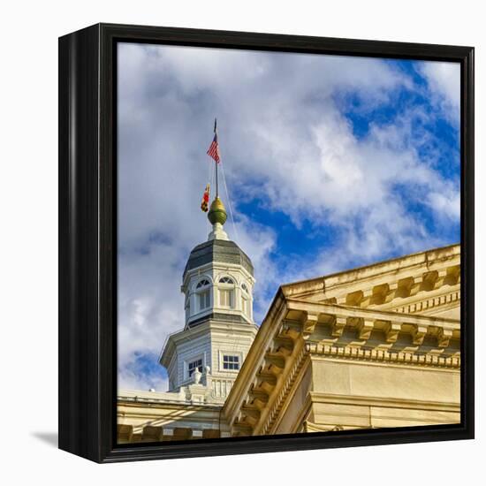 Sunset Light on the State Capitol Building, Annapolis, Maryland, USA-Christopher Reed-Framed Premier Image Canvas