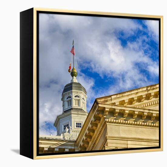 Sunset Light on the State Capitol Building, Annapolis, Maryland, USA-Christopher Reed-Framed Premier Image Canvas