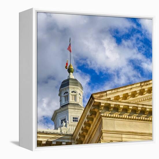 Sunset Light on the State Capitol Building, Annapolis, Maryland, USA-Christopher Reed-Framed Premier Image Canvas