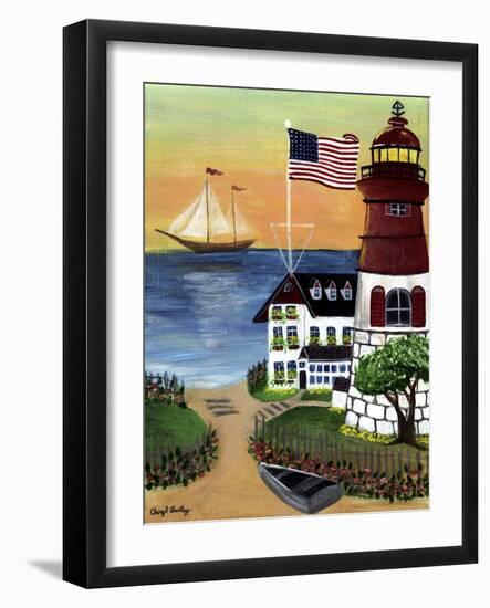 Sunset Lighthouse-Cheryl Bartley-Framed Giclee Print